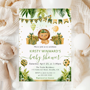 Invitación Acuarela Jungla León Baby Shower