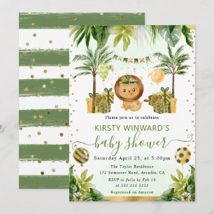 Invitación Acuarela Jungla León Niños Baby Shower