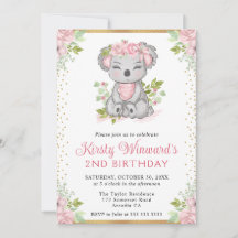Acuarela Koala Floral Lindo Cumpleaños 2