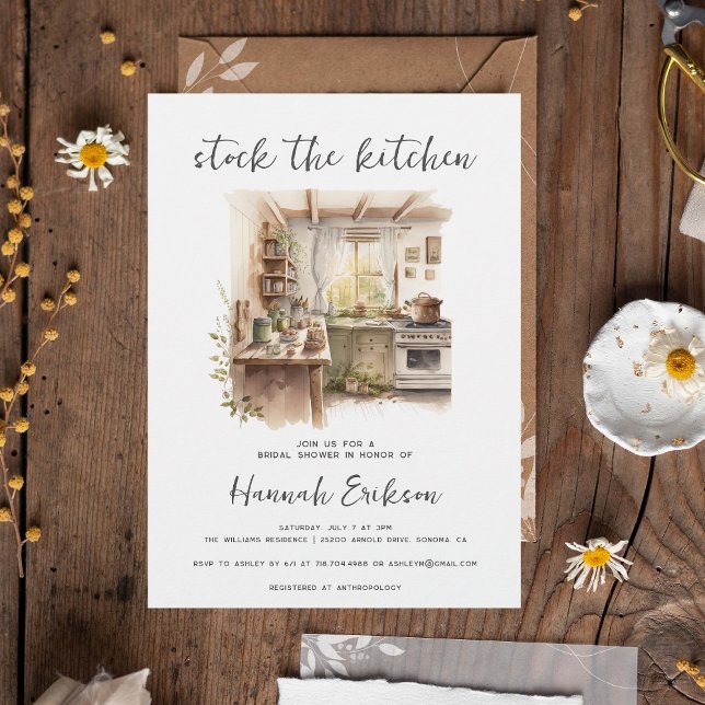 Invitación Acuarela: La ducha de la novia en la cocina (Subido por el creador)