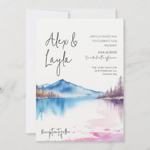 Invitación Acuarela Lago Pacífico Minimalista