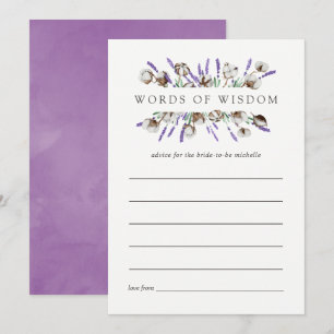 Invitación Acuarela Lavanda Cotton Consejos de Ducha Bridal
