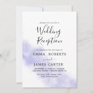 Invitación Acuarela Lavanda Recepción de Boda Morada
