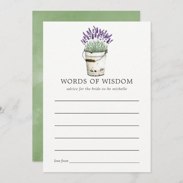 Invitación Acuarela Lavender Bridal Shower Advance (Anverso / Reverso)