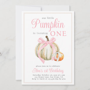 Invitación Acuarela Lazo de cinta de nuestra pequeña calabaza