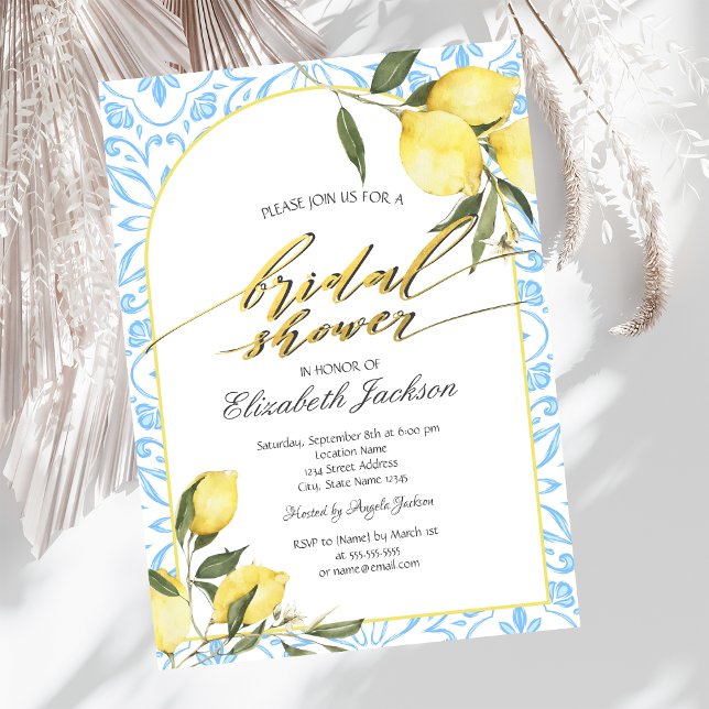 Invitación Acuarela Lemons Ducha de Novias Azules Italianas (Subido por el creador)