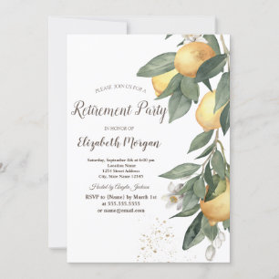 Invitación Acuarela Lemons Green Plaid Retirement