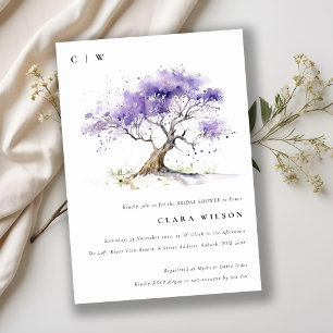 Invitación Acuarela Lilac Jacaranda Árbol Ducha de novia