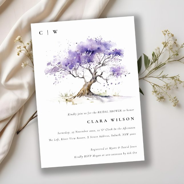 Invitación Acuarela Lilac Jacaranda Árbol Ducha de novia (Subido por el creador)