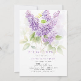 Invitación Acuarela Lilac Morada Floral Ducha de novia