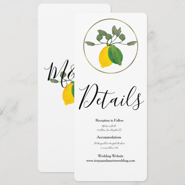 Invitación Acuarela Limoncillo Lima Limón (Anverso / Reverso)