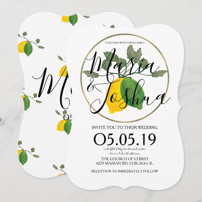 Invitación Acuarela Limoncillo Lima Limón (Anverso / Reverso)