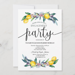 Invitación Acuarela Limones Aceitunas Compromiso