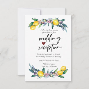 Invitación Acuarela Limones Aceitunas Recepción