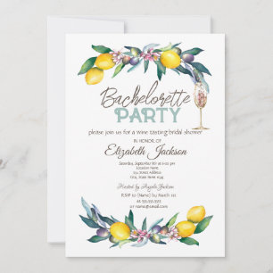 Invitación Acuarela Limones Aceitunas Vidrio Despedida de Sol