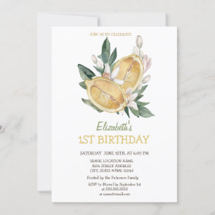 Invitación Acuarela Limones Amarillos Botánico