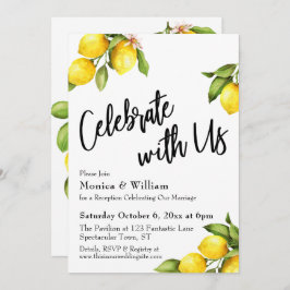 Invitación Acuarela Limones Celebra Con Nosotros Tipografía