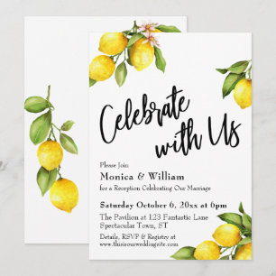 Invitación Acuarela Limones Celebran Con Nosotros Tipografía