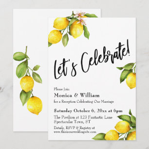 Invitación Acuarela Limones Celebremos Tipografía