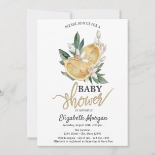 Invitación Acuarela Limones Flores Botánico Baby Shower