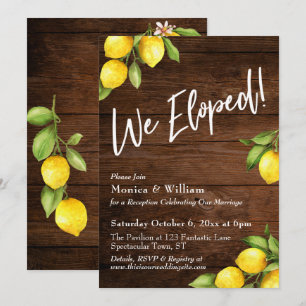 Invitación Acuarela Limones Madera Rústica Nos Fugamos Tipogr
