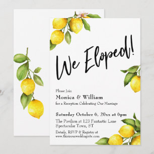 Invitación Acuarela Limones Nos Fugamos Tipografía
