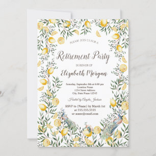 Invitación Acuarela limones pavos reales