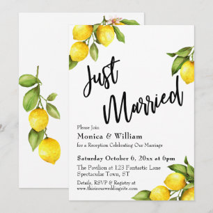 Invitación Acuarela Limones Recién Casados Tipografía