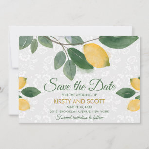 Invitación Acuarela Limones Sicilianos Guardar la Fecha