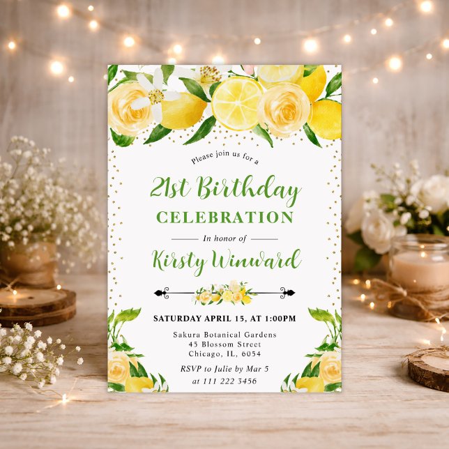 Invitación Acuarela Limones y Flores 21 cumpleaños (Subido por el creador)