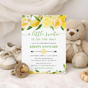 Invitación Acuarela Limones y Flores Baby Shower