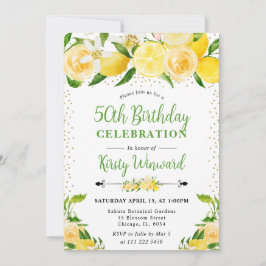 Invitación Acuarela Limones y Flores cumpleaños 50
