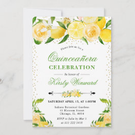 Invitación Acuarela Limones y Flores Quinceañera