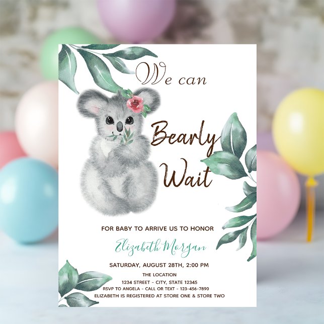 Invitación Acuarela Lindo Koala Rayas Rosadas Shower de Bebe  (Subido por el creador)