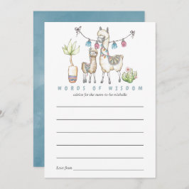 Invitación Acuarela Llama tema Baby Shower Mom Advice