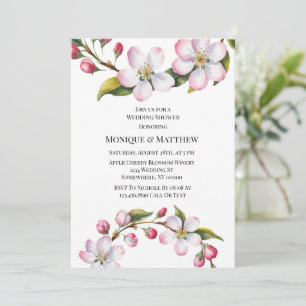 Invitación Acuarela Lluvia de Flores de Cerezo y Manzana para