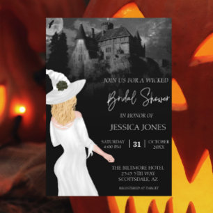 Invitación Acuarela Lluvia de Novia Personalizada Halloween R