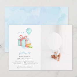 Invitación Acuarela Macaroons Baby Boy Fantasma
