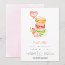 Invitación Acuarela Macaroons Dulce Fiesta de Cumpleaños