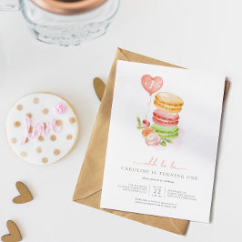 Invitación Acuarela Macaroons Francés Baby Birday Party