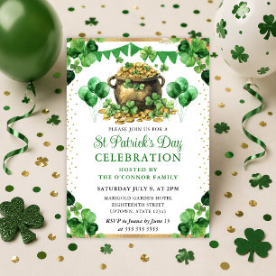 Invitación Acuarela Maceta de Oro Día de San Patricio