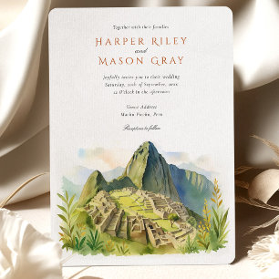Invitación Acuarela Machu Picchu Perú Boda