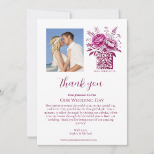 Invitación Acuarela Magenta Peony-Boda Photo You-Gracias-