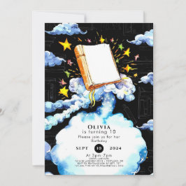 Invitación Acuarela Magia cuento de hadas cumpleaños libro de