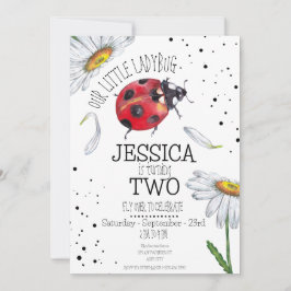 Invitación Acuarela mágica Cute Cumpleaños Chica Ladybug