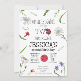 Invitación Acuarela mágica Cute segundo cumpleaños Chica Lady