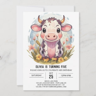 Invitación Acuarela Mágica de corral de vaca Cumpleaños