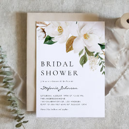 Invitación Acuarela Magnolia Blanca Rústica Ducha Bridal