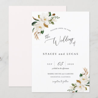 Invitación Acuarela Magnolia Floral