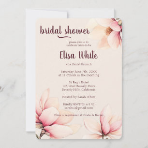 Invitación Acuarela Magnolia Floral Bridal Shower PERSONALIZA
